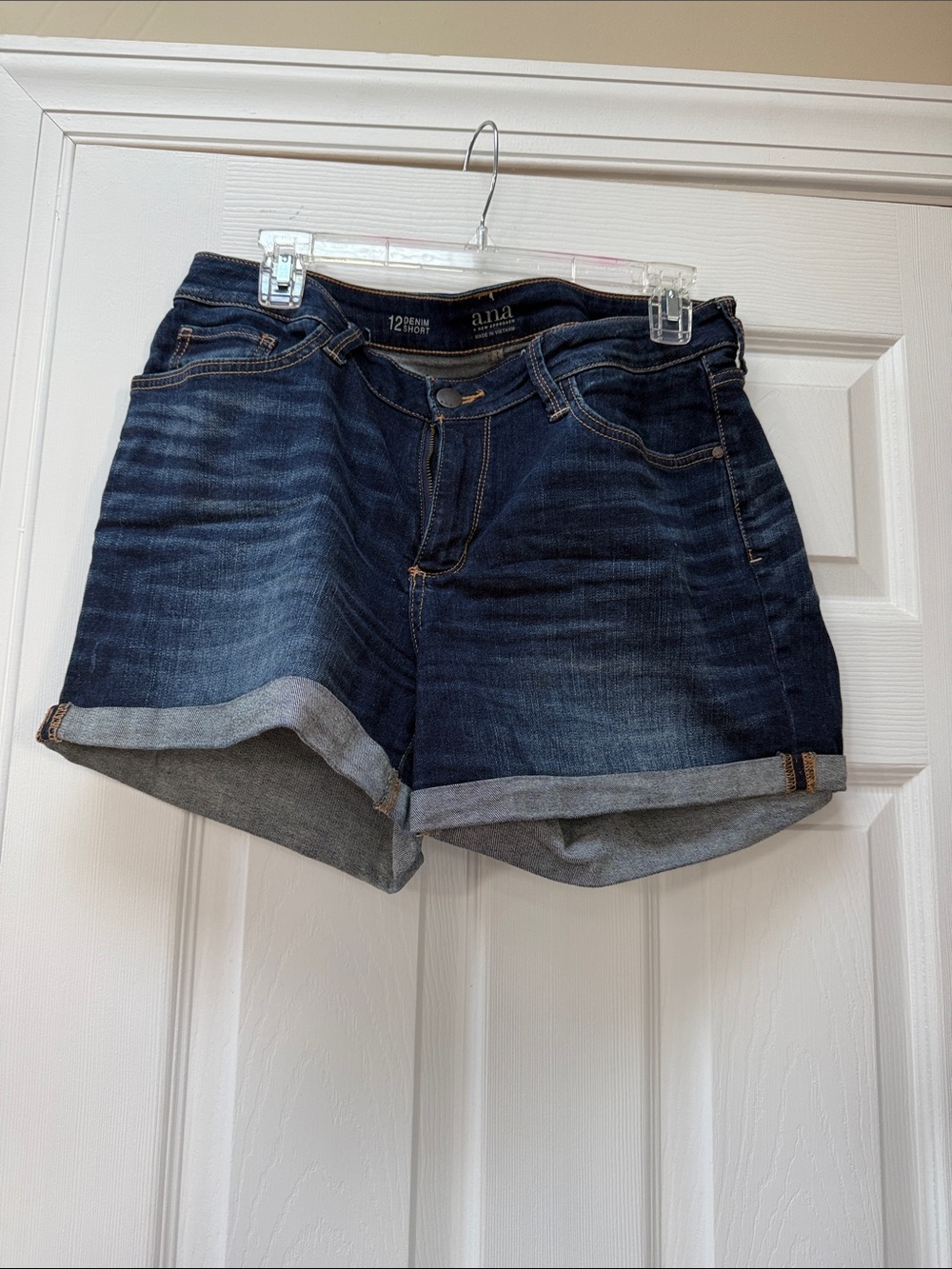 a.n.a Dark Indigo Roll-Cuff Denim Shorts